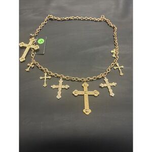 Illuma Vintage Gold-Tone Multi-Cross Statement Charm Necklace